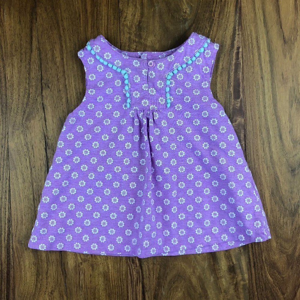 Carter’s Lilac & White Floral Tank Top 🌸 with Blue Trim